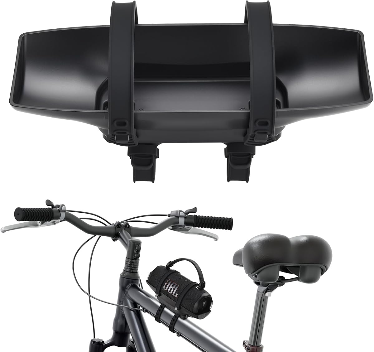 Soporte de altavoz para bicicleta para JBL Charge 6/5/4/3/Charge Essential 2 | Se adapta a bicicletas/ATV/carritos de golf/motos acuáticas. Correa ajustable de 2,76 a 7,78 pulgadas. Núcleo de acero ABS+PC, antideslizante, instalación sin herramientas.