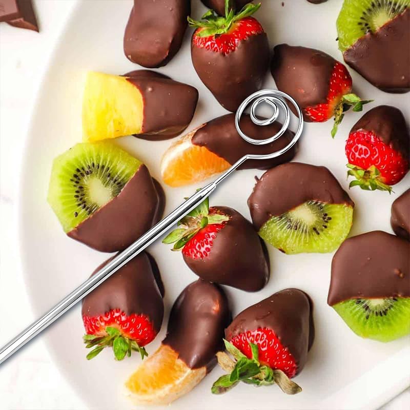 2 Pack Dipping Tool - Large Chocolate Dipping Tool Set - Reliable Stainless Steel Spiral Swirl Candy Fork for Handmade Praline and Truffle Baking (2 Pack)