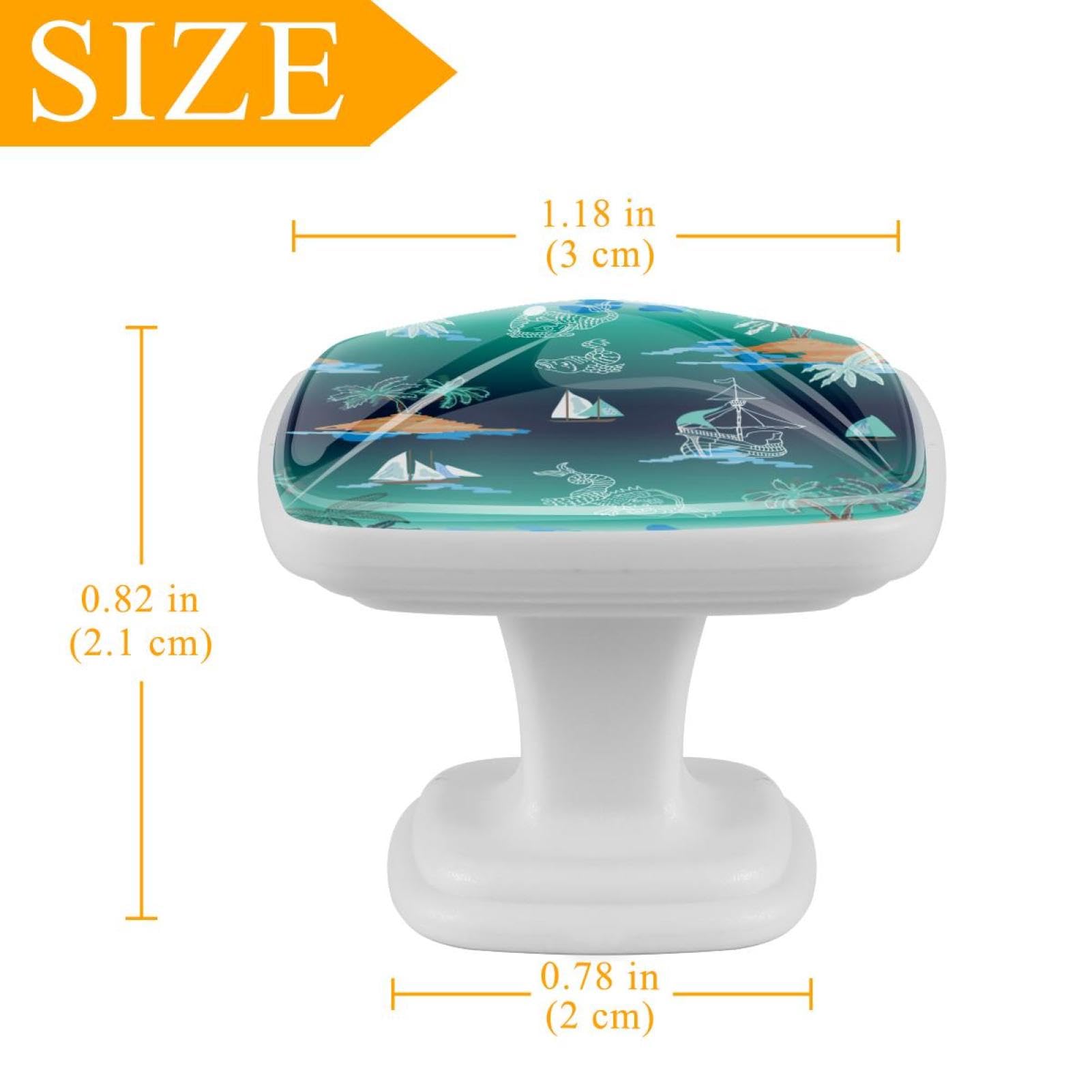12 pezzi quadrati cassetti tiranti con viti verde acquerello isola nave pesce albero