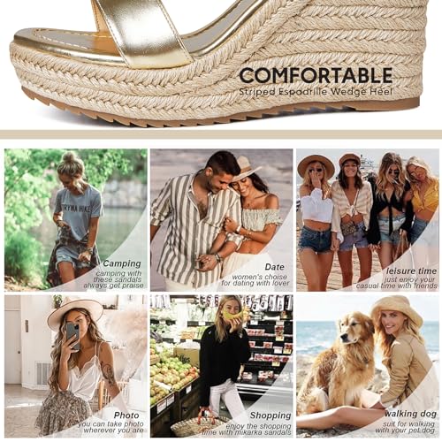 mikarka Wedges Heels Sandals for Women- Open Toe Espadrille Platform Sandal by mikarka - Used condition - Image 5