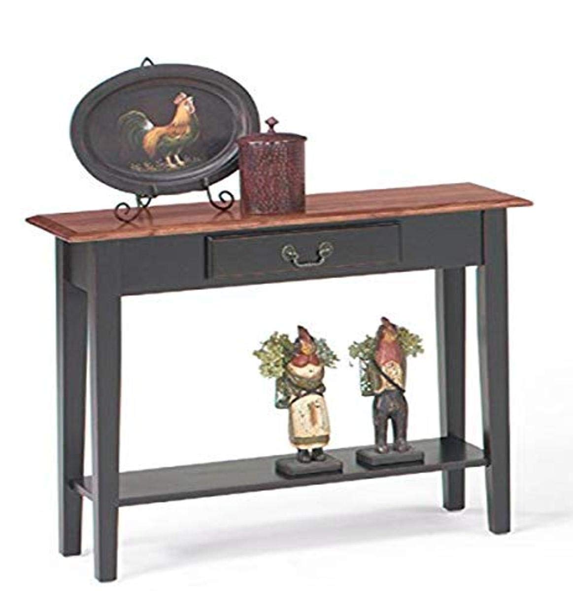 Heartwood Crossing Sofa Console, 36"W x 12"D X 30"H, Brown Cherry Top with black base