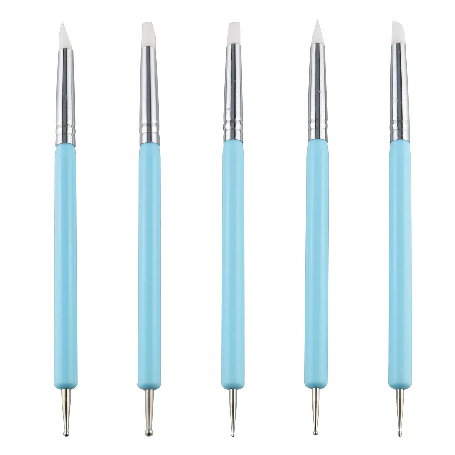 Tegg Clay Sculpting Stylus 5PCS 2 Way Ball Styluses and Silicone Different DIY Indentation Tool for Polymer Modeling Ceramic Clay Polymer Dotting Supplies and Nail Art