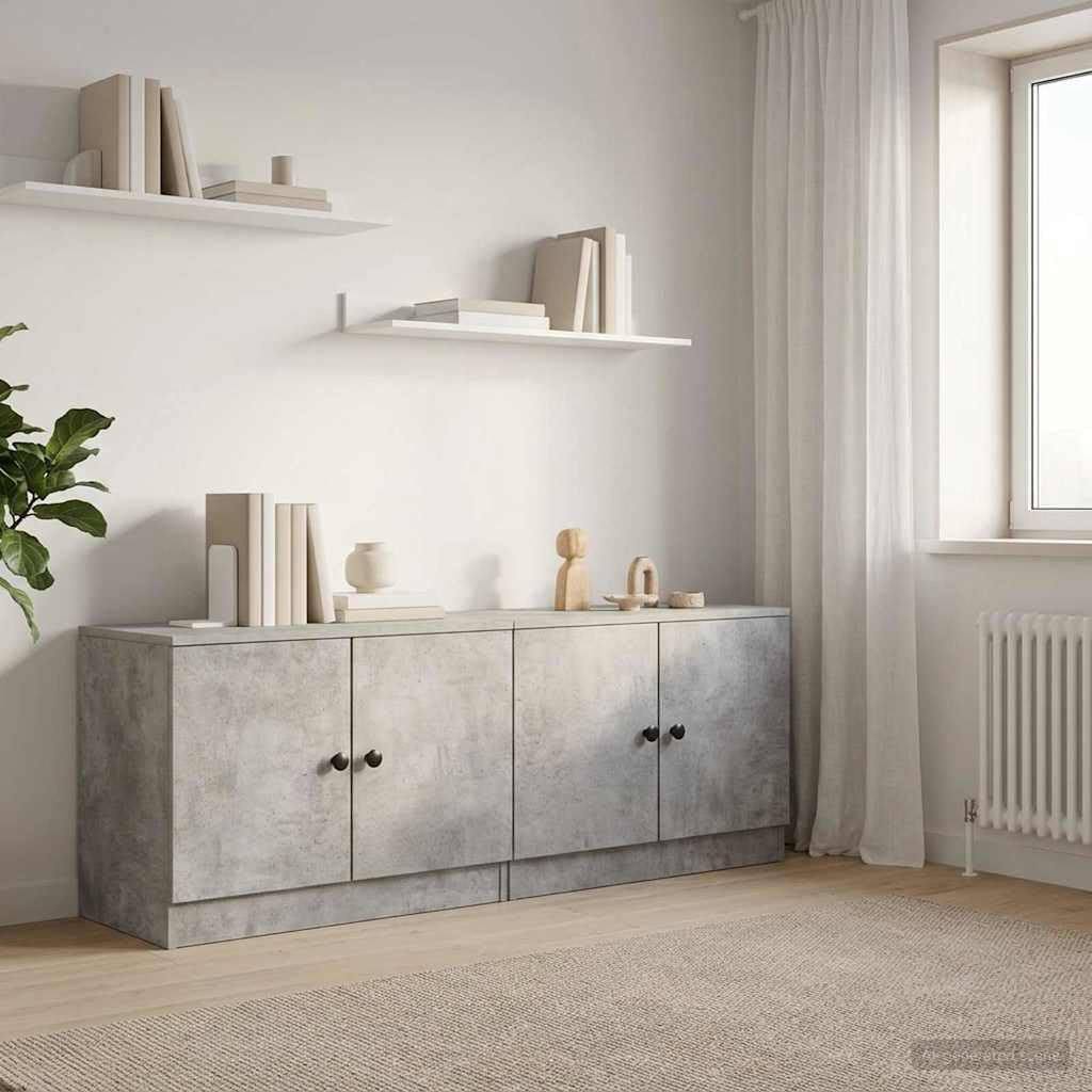 Szafka do przechowywania łóżka piętrowego, 2 szt., szary beton, 66 x 35 x 48 cm, materiał drewnopochodny, modułowa, z uchwytami drzwiowymi, do pokoju dziecięcego, sypialni i małych