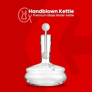 CHEMEX Hand Blown Glass Water Kettle, 2 Quart