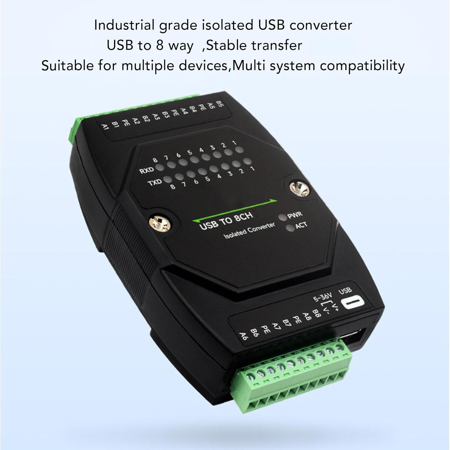 USB to RS485 Converter 1200bps to 921600bps Type C 8 Channel Isolated RS485 Serial Port Adapter, USB C Adapter with LED Indicators