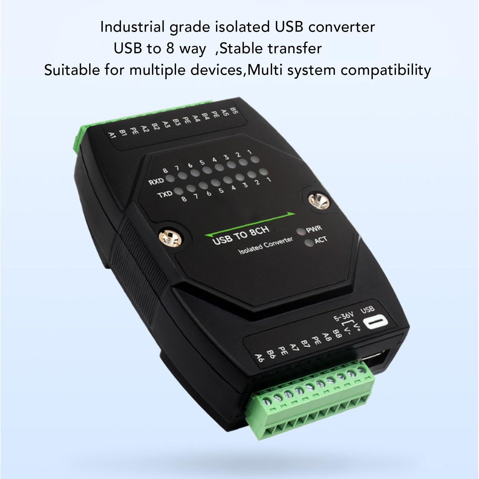 Denash RS485 Konwerter USB C A 8 -PRANALS z Izolowanym Projektem, Adapter USB o Wysokim Bezpieczeństwie i RS485 do zastosowań Przemysłowych