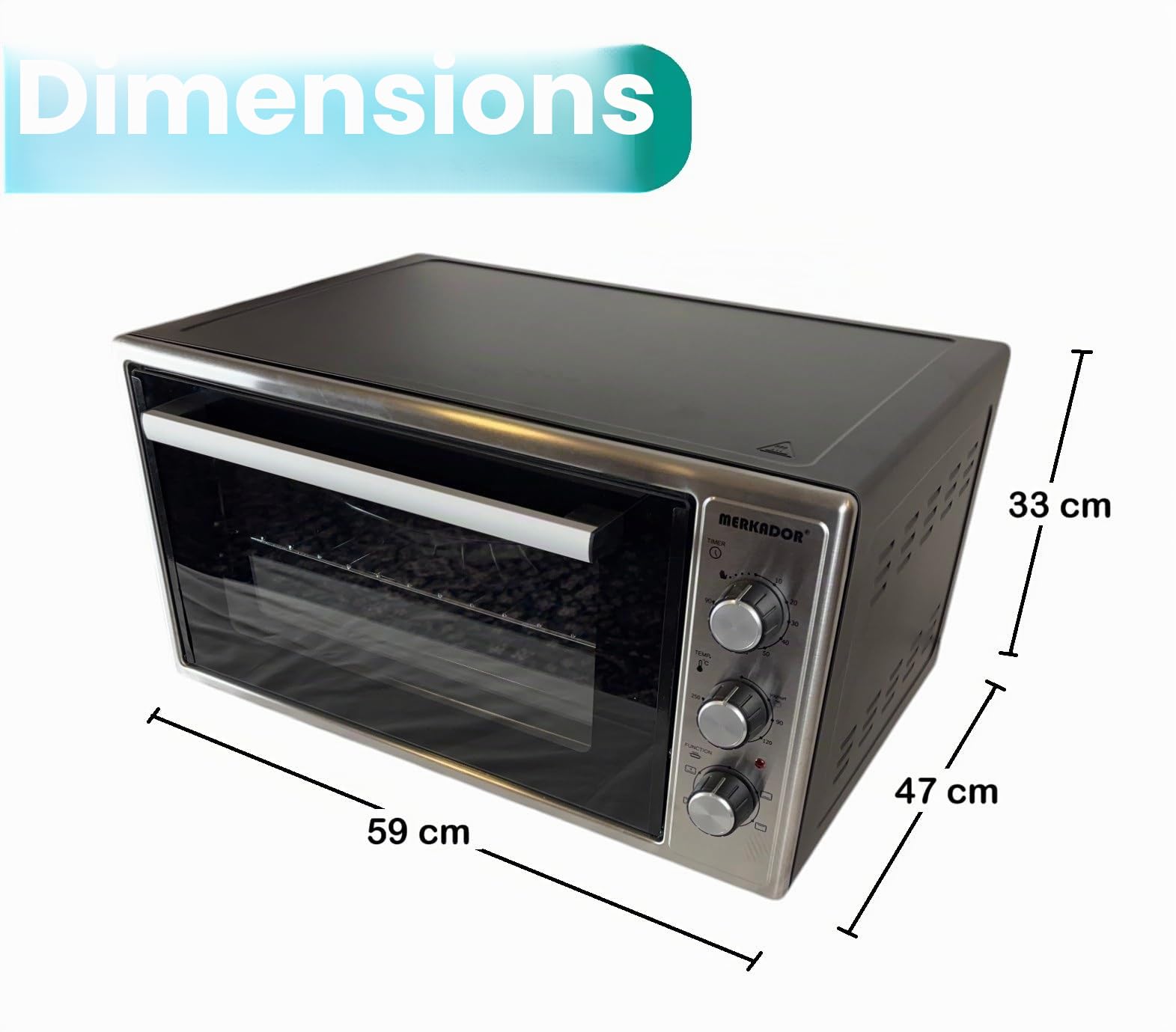 Four Autonome L - 50 litres - 2000 W - Finition Inox - Air Chaud - Intérieur émaillé facile à nettoyer