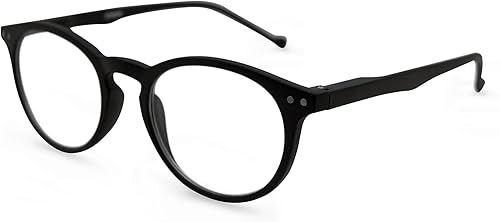 In Style Eyes Lectores flexibles, marcos redondos clásicos ligeros, negro mate 1.75x Azul,Mate negro,Mate Carey,Transparente brillante,Rojo (Shiny