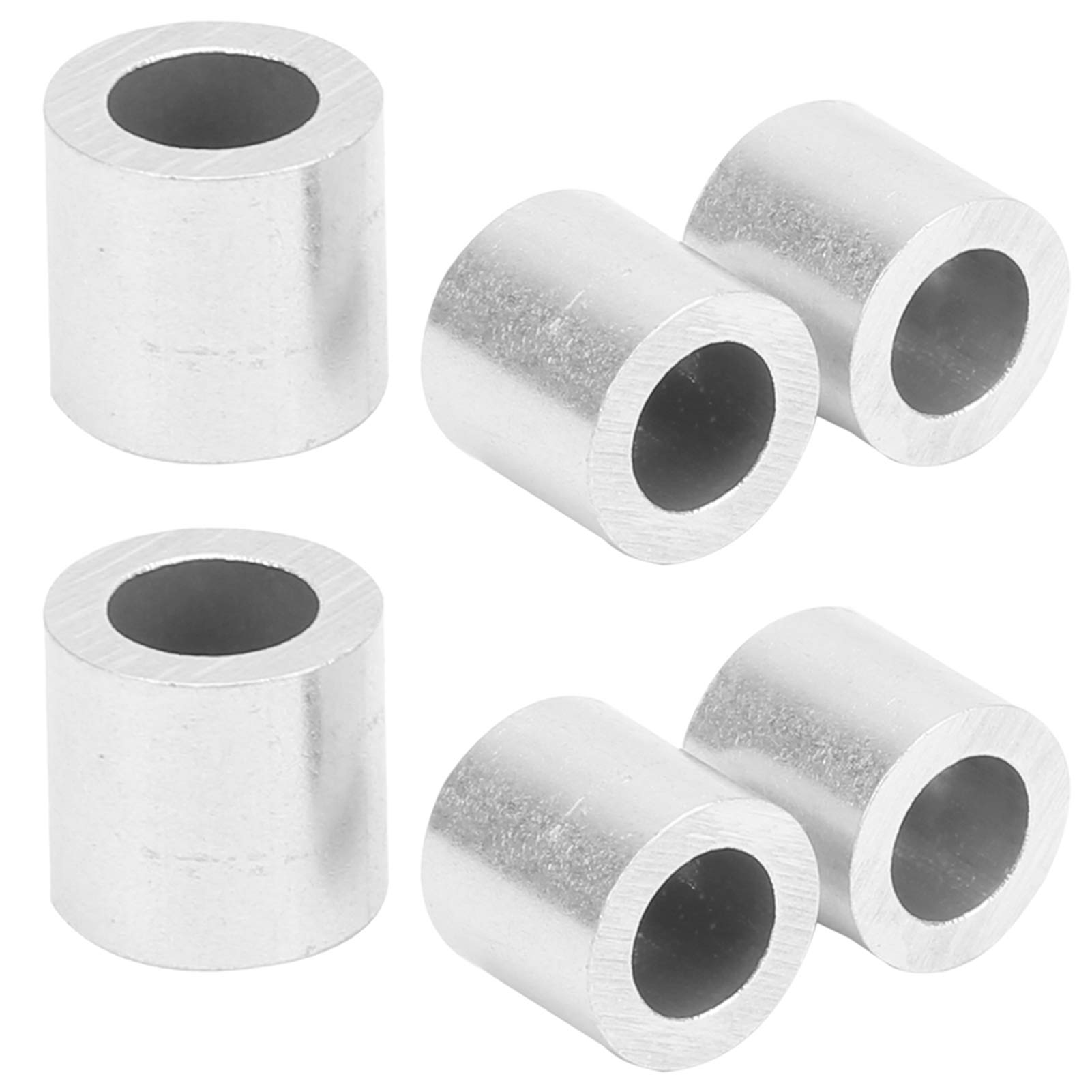 100pcs Crimp Loop Sleeves Aluminum Round Hole M6 Steel Wire Rope Industrial Supplies