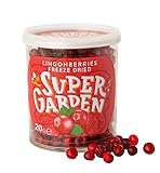 Freeze dried Lingonberries - Freeze Dried Fruit - Delicious & 100% Pure Dried Lingonberries Unsweetened– No Gluten, Preservatives or Added Sugar – Freeze Dried Food by Super Garden (0.71 oz)