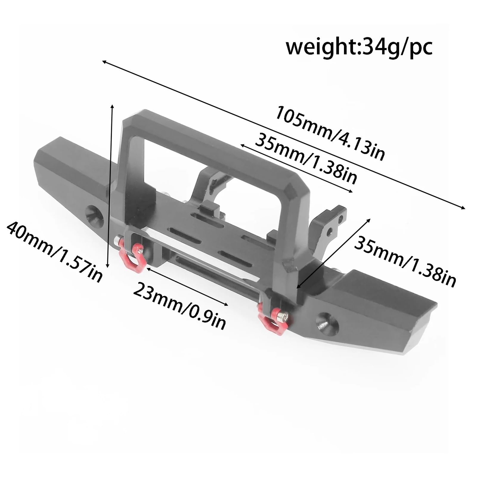 PièCes ModèLes Rc pour Traxxas pour TRX4M pour Defender 1/18 Métal Pare-Chocs Avant Et Arrière Et Treuil Pièces D'amélioration Accessoires Voitures RC Tout-Terrain(1 Set