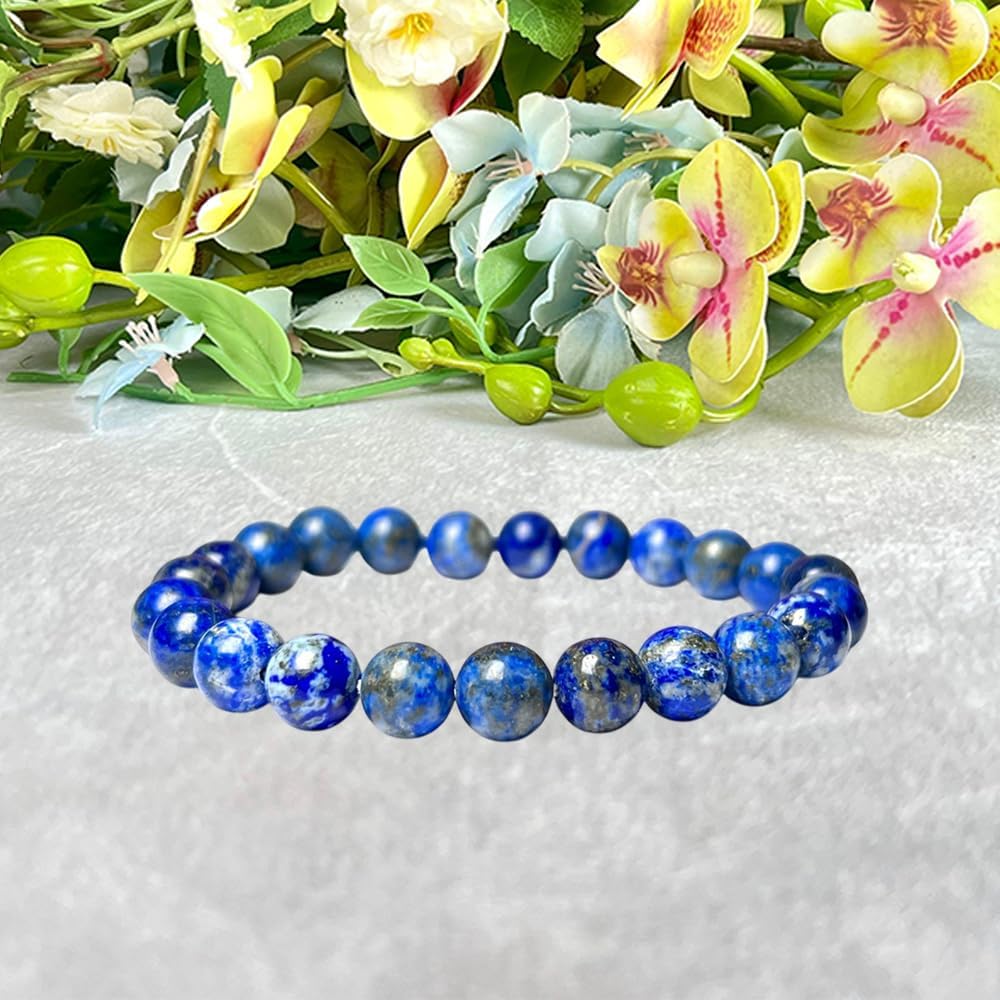 8mm Lapis Lazuli Round Beads Stretch Bracelet - Image 3