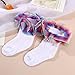 Hopply Toddler Girls Double Lace Socks Turn Cuff Shimmering Big Ruffle Rainbow Style Dress Lace Socks for Infant Kids