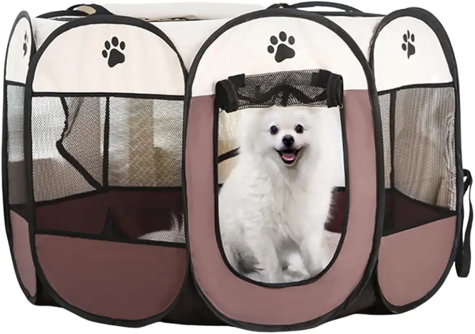 Cercadinho Casinha Portátil Dobrável Pet Cães Gato Grande Gg (Marron)