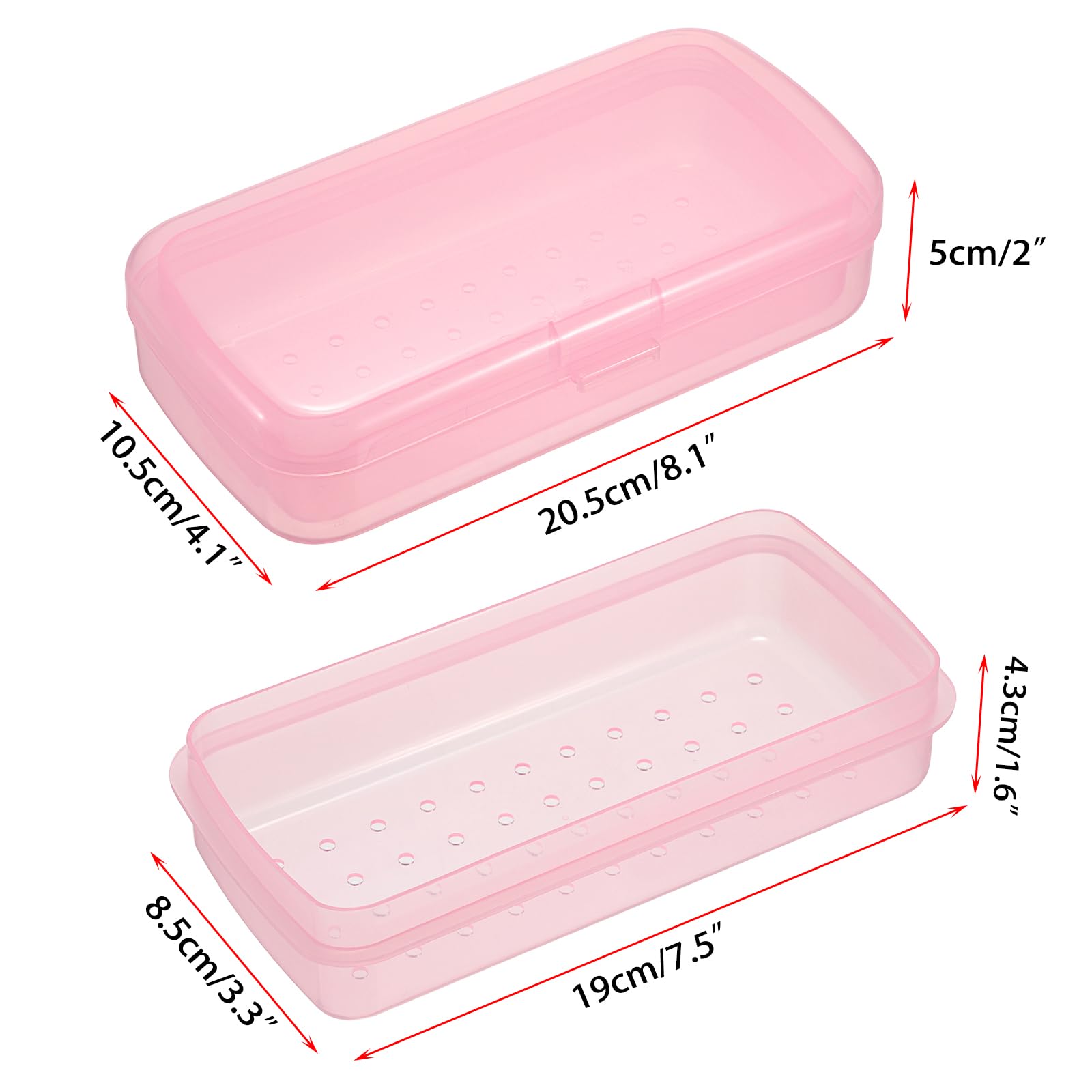 OGANAZI 2 Pcs Plastic Nail Art Tool Disinfection Boxes with Tray, Nail Art Sterilizer Cleaning Tray - Image 2