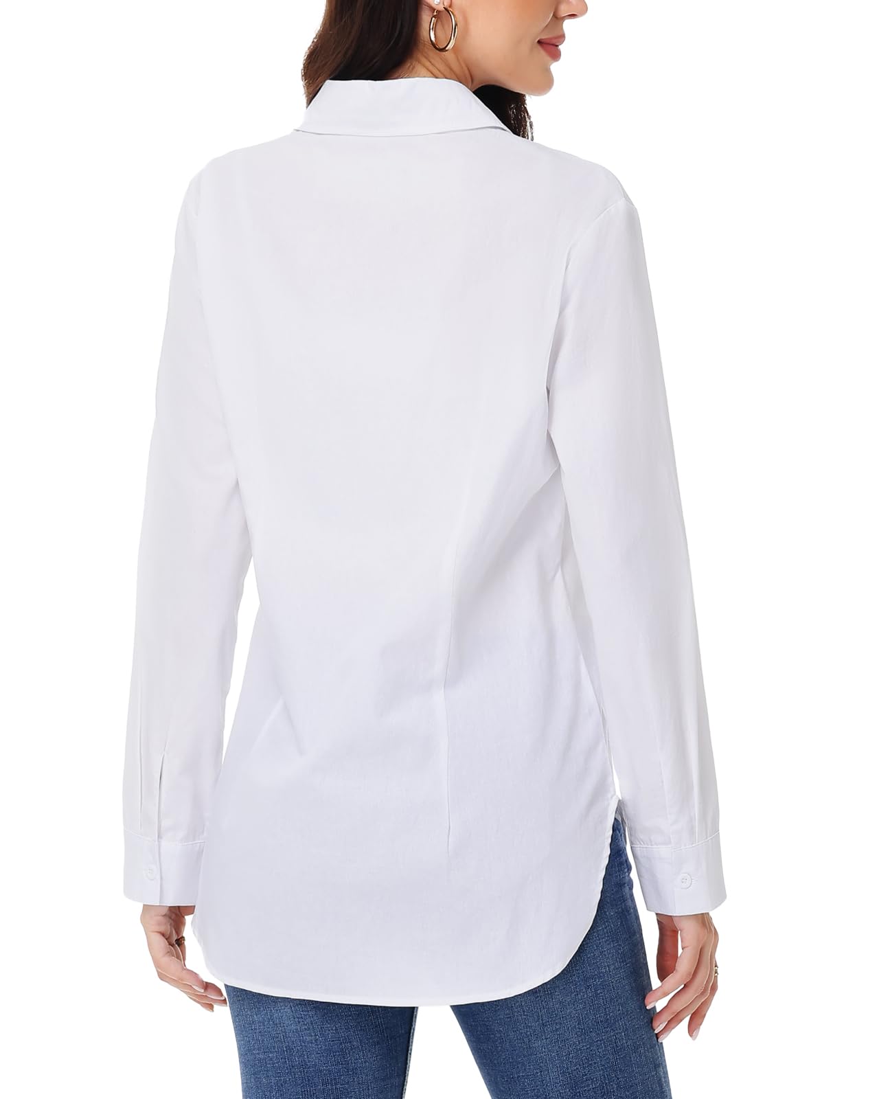 Tanmolo Damen Bluse Sommer Hemdbluse Baumwolle Hemd mit Abnähern Reverskragen Business Blusen mit Knopfleiste Elegante V-Ausschnitt Blusenshirt Tops