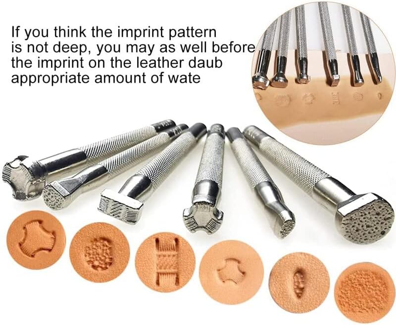 LMDZ 12 Pcs Leather Stamp Tools Kit Stamp Punching Carving Working Saddle Making Tools for Leather Craft DIY Tracing Supplies