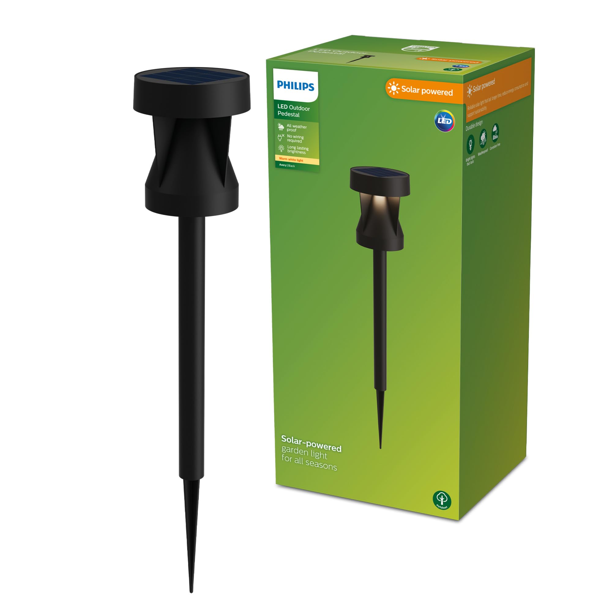 Philips Avery Zewnętrzna Lampa Solarna Pedestal, 2700 K, 200 lm, Czarna