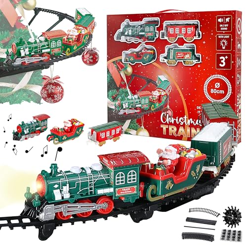 Weihnachtszug schwebend für Tannenbaum | Ø80cm Kunststoff Licht...