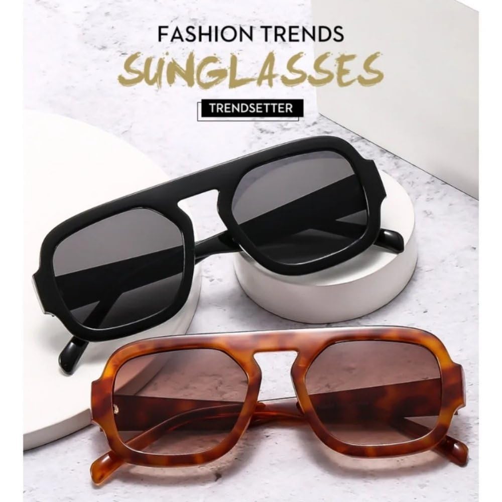Retro-Sonnenbrille mit quadratischem Rahmen, trendige Designer-Sonnenbrille mit UV-Schutz für Damen, klassische Oversize-Größe, farbige Fahrbrille, c7