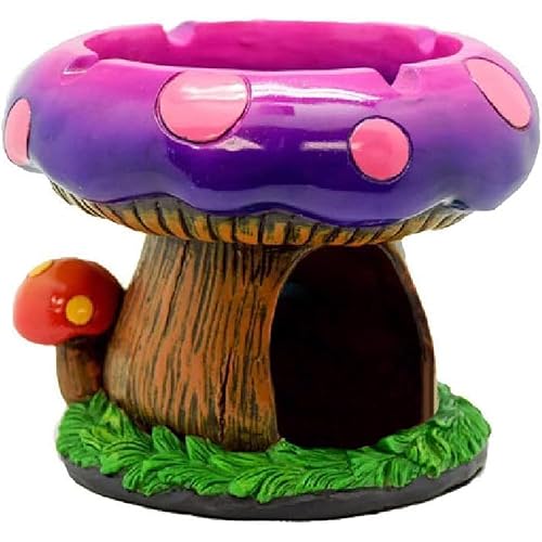 YIANI Cute Mushroom House Ashtrays with Storage - Cool Ashtrays for Weed Smokers and Bong Users with Smoking Accessories Collection(Mushroom Ashtray) - Mushroom Ashtray