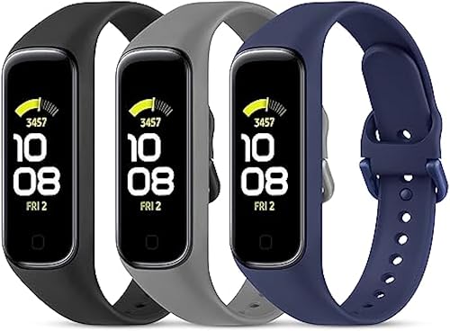 Wanme Correas de repuesto para Samsung Galaxy Fit 2 Band para mujeres y hombres, paquete de 3 correas deportivas de silicona compatibles con Samsung