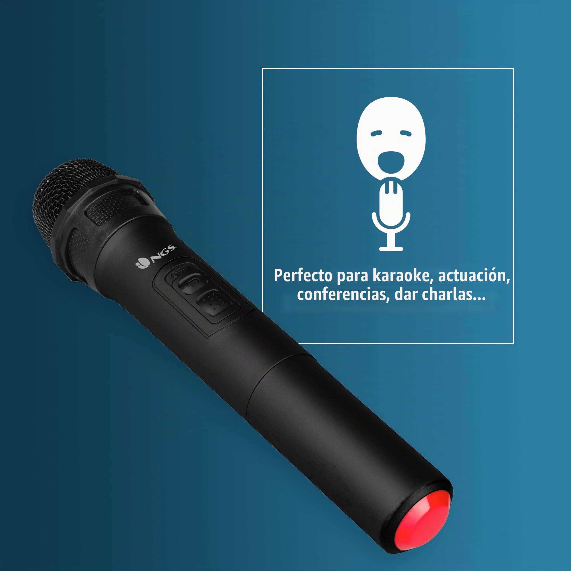 NGS Singer Air - Micrófono Inalámbrico Vocal Dinámico, Alcance de 20 Metros y Plug&Play