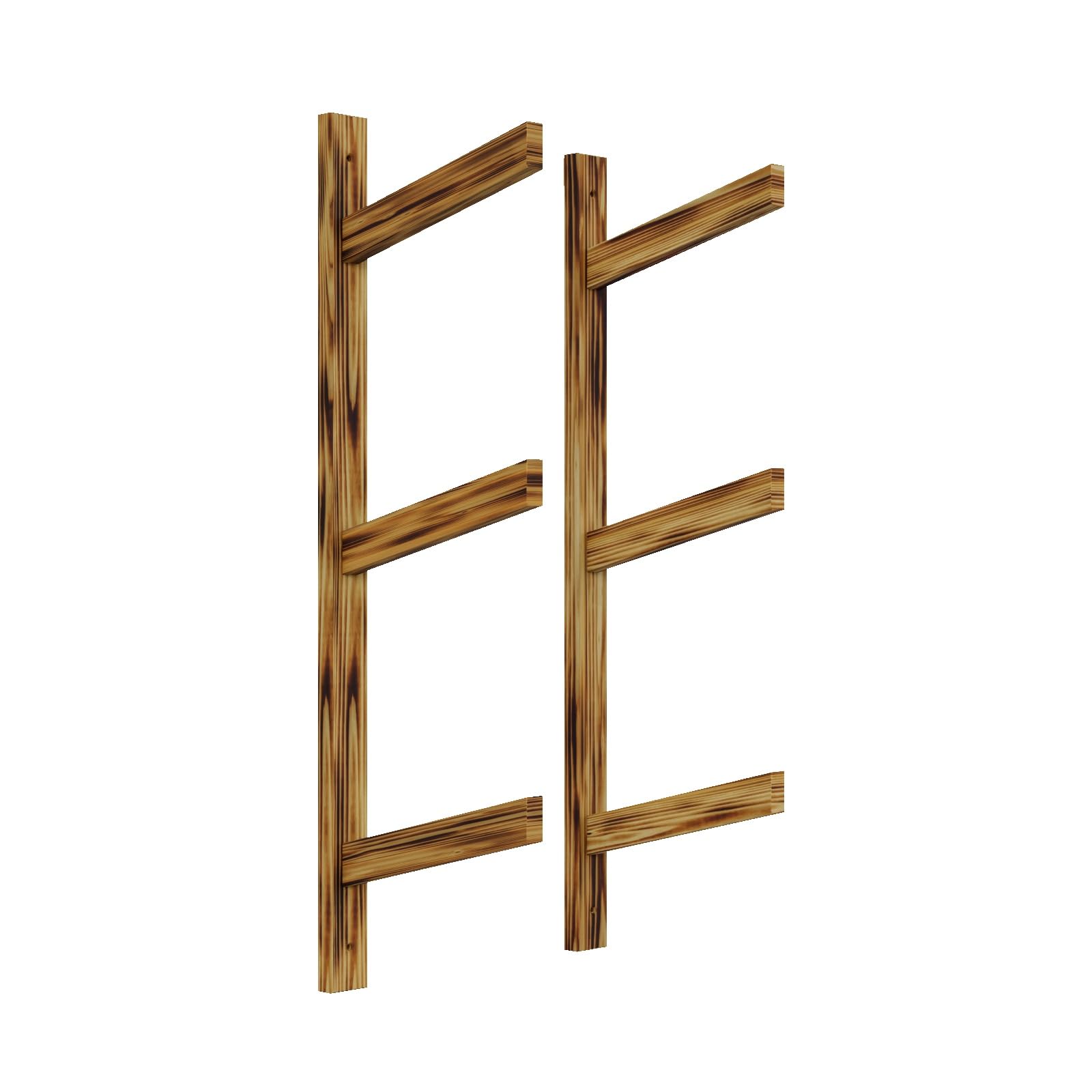 QLS Supporto da parete in legno di pino per 3 paia di skateboard, snowboard e sci, mensola da parete, salvaspazio, larghezza regolabile, stabile, 100 x 5 x 29,5 cm