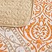 Comfort Spaces Coco 3 Piece Quilt Coverlet Bedspread Ultra Soft Printed Damask Pattern Hypoallergenic Bedding Set, Full/Queen, Orange - Taupe