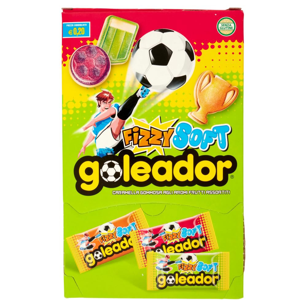 Goleador Fizzy Soft, Caramelle Gommose, Sour, Gusti Assortiti, Confezione da 180 Monopezzi con 3 forme diverse, da Condividere con Amici o con Chi Vuoi