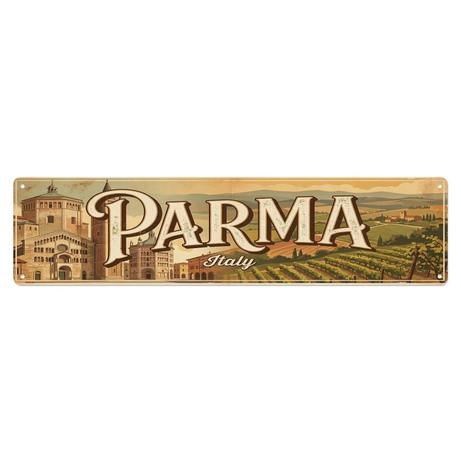 Vintage Travel Italy Parma Metal Tin Sign