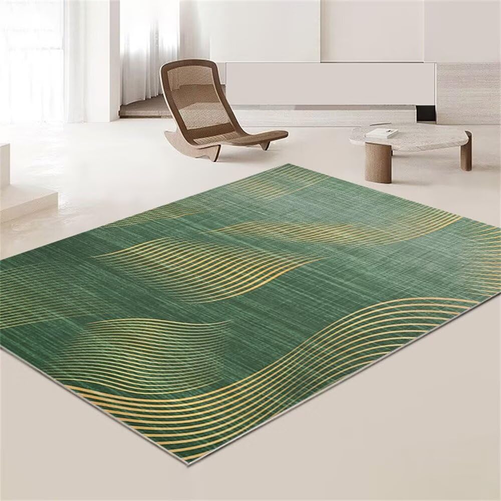 Tapis de salon unicolore vert résistant aux taches pour chambre d'adolescent