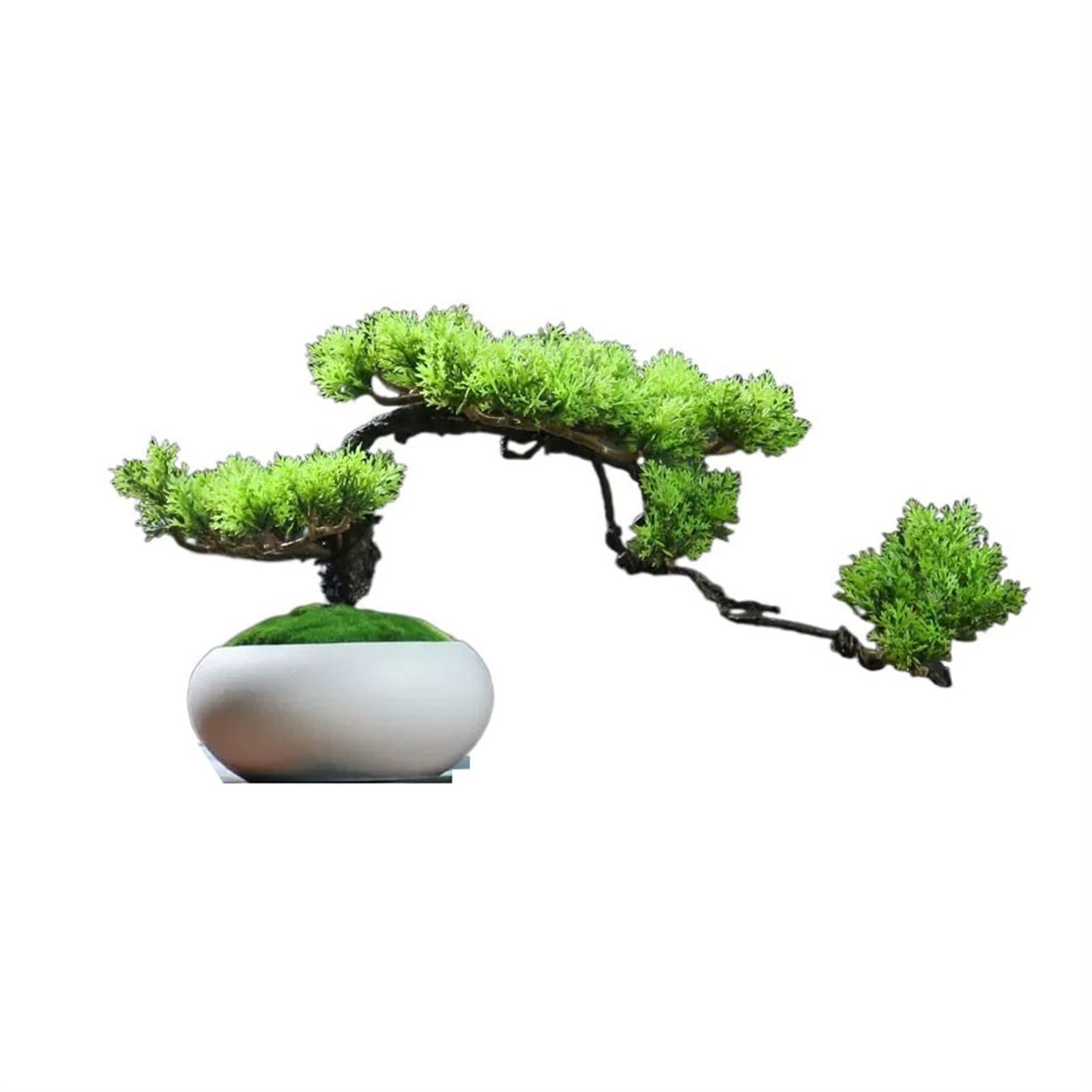 HCZKIUJY Artificial Bonsai Tree Artificial Bonsai Tree 15.7 Inch Large Simulation Welcome Pine Bonsai Tree Indoor Desktop Decor Simulation Plant Ceramic Flower Pot Fake Plant Decoration (B)