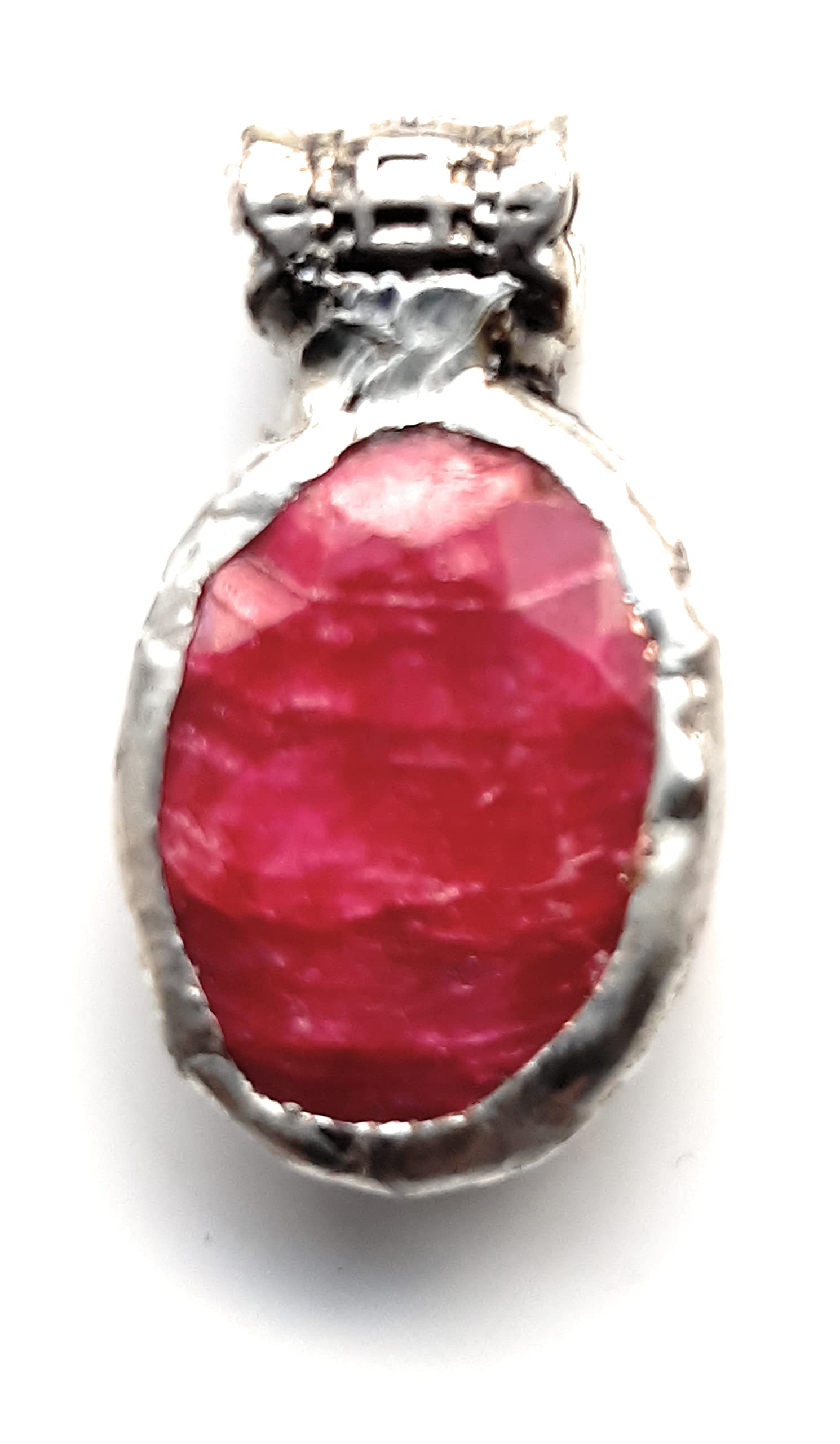 Buy Beautifully marked, cloudy ruby pendant, set using the Tiffany
