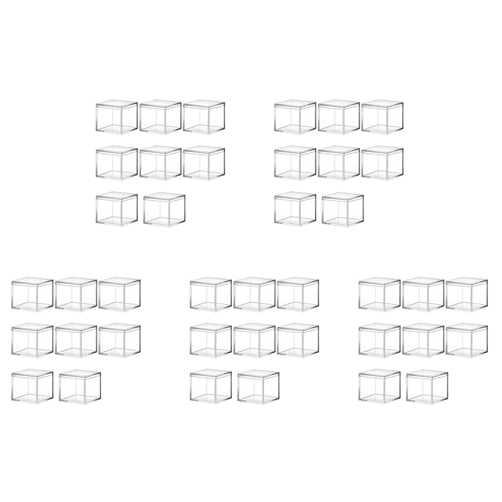 Hndhbfgrt 40 Pieces of Transparent Acrylic Plastic Square Square Jewelry Box Mini Storage Box with Lid Mini Square Container 120Ml