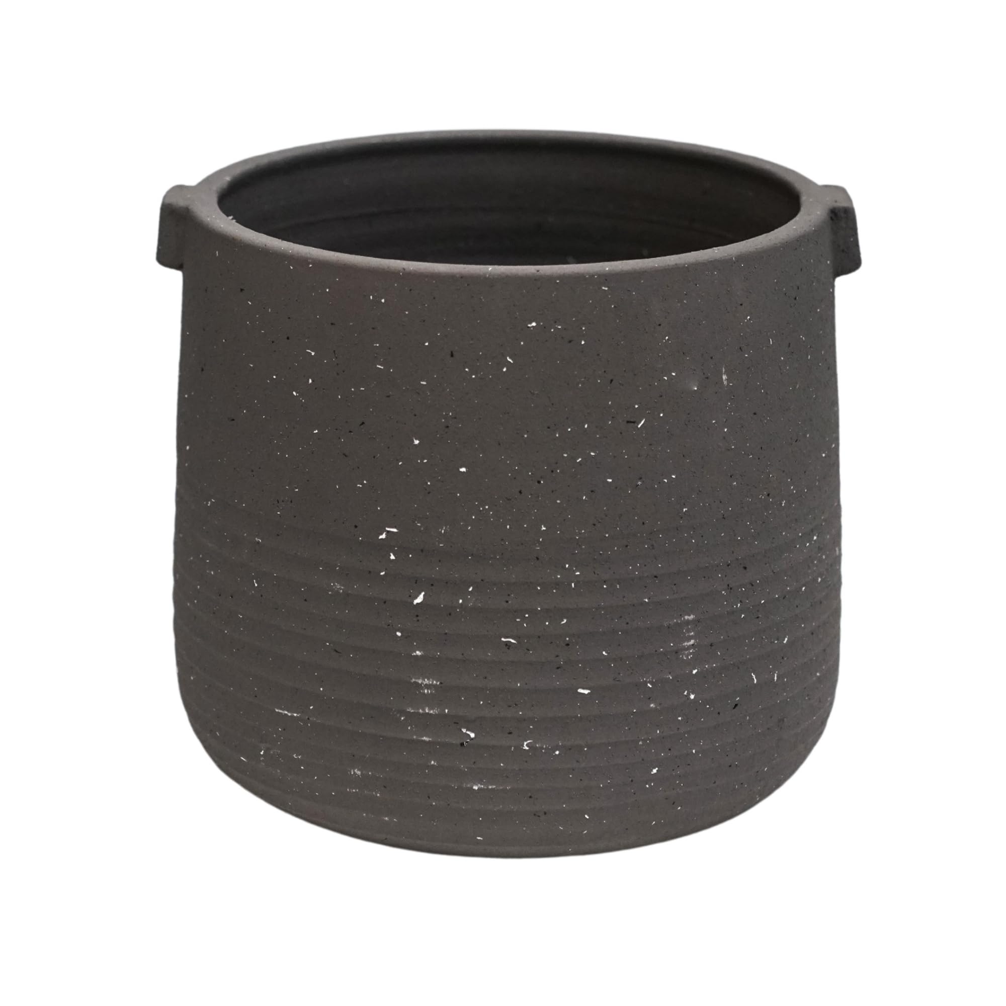 Ivyline Aurora Terrazzo Handle Planter in Slate - Premium Quality - Waterproof Indoor Houseplant Pot with Handles - H17cm x D19cm