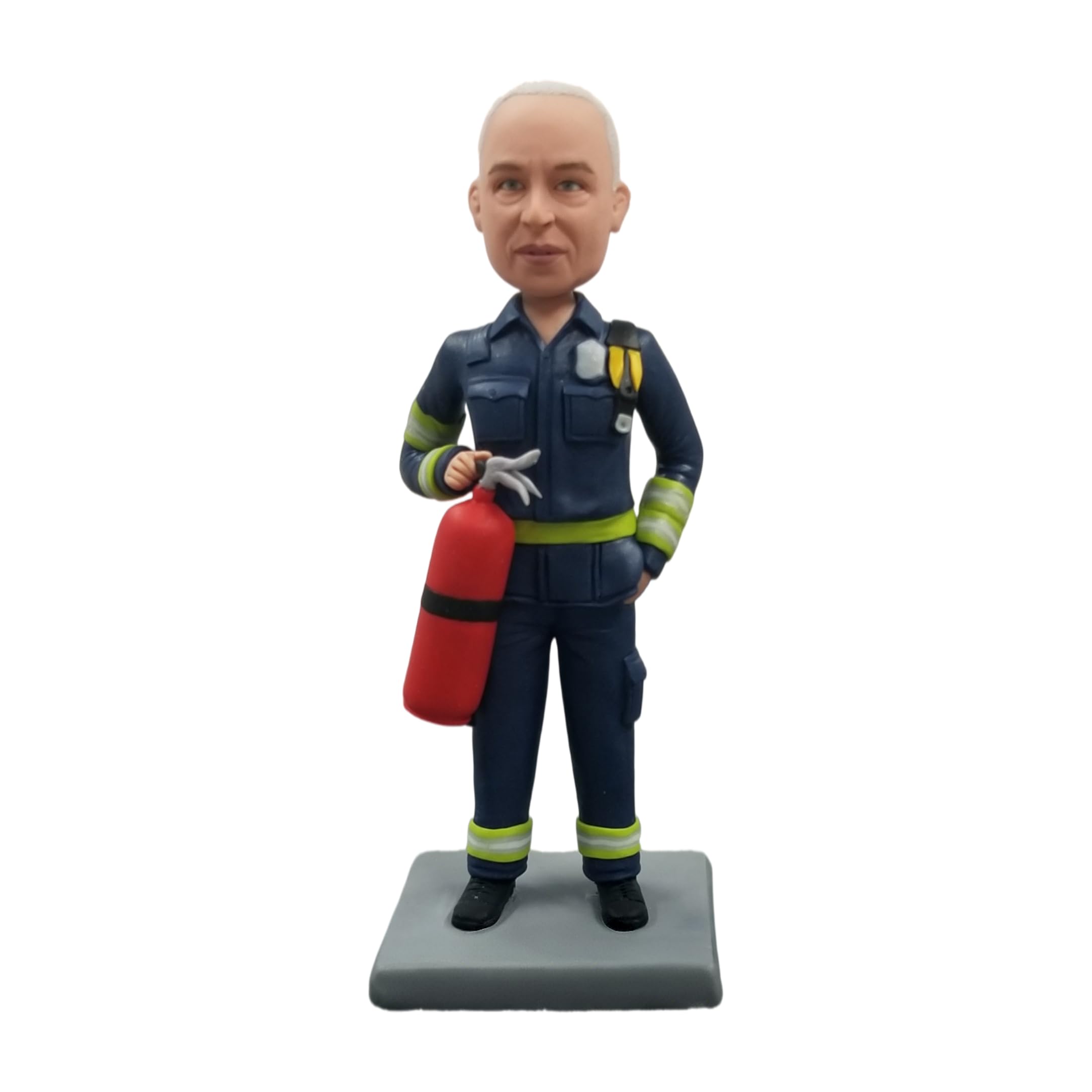 Figura 3D de cabeza Bobblehead personalizada, figura de bombero con uniforme de extintor de incendios, decoración de escritorio personalizada, regalos para bomberos, cumpleaños, celebración de