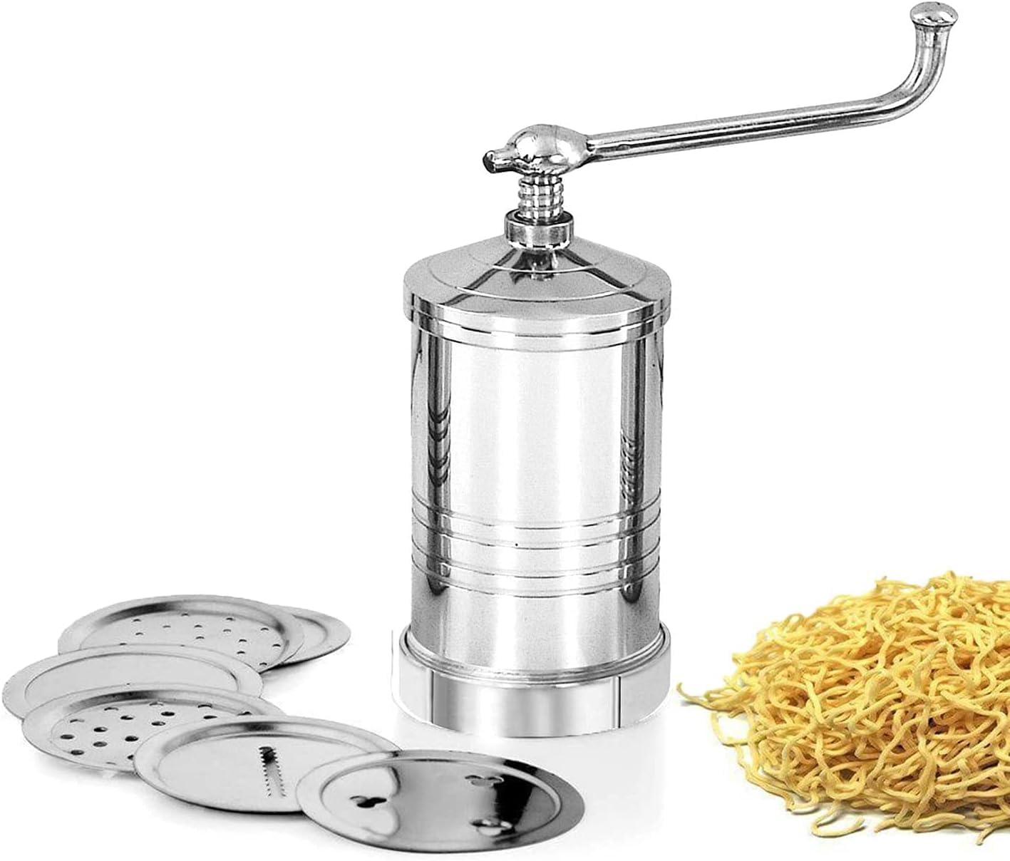 Stainless Steel Sev Sancha Maker, Murkul Maker, Manual Pasta Maker, Shev Maker, Gathiya Murukulu Janthikulu Maker Machine With 7 Different Steel Jali (Pack of 1)