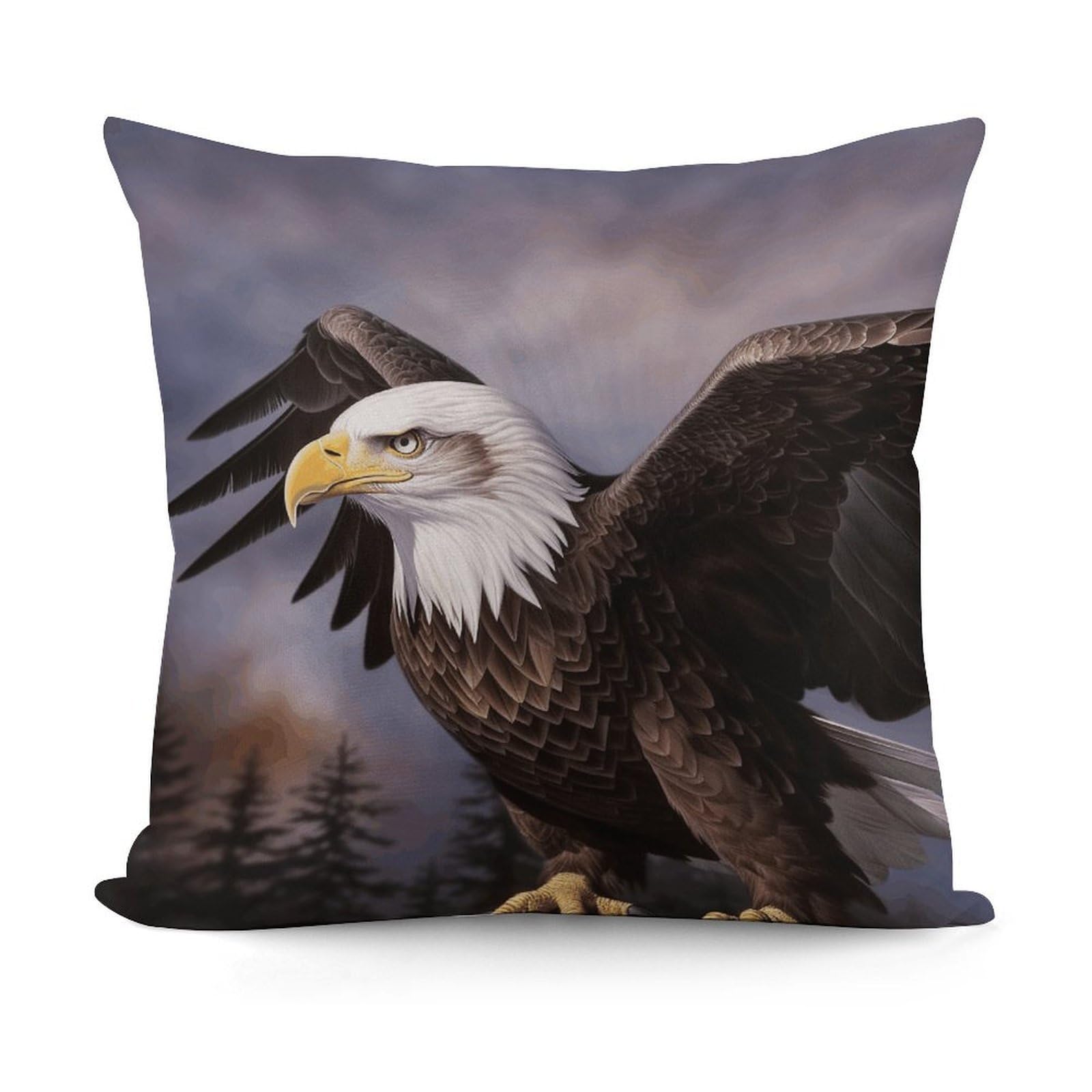 VstaDank Decorative Bald Eagle Throw Pillow Covers Luxury Soft Pillowcases Fluffy Plush Accent Pillow Cases Personalized Square Lumbar Pillows Shells for All Seasons 18" X 18"