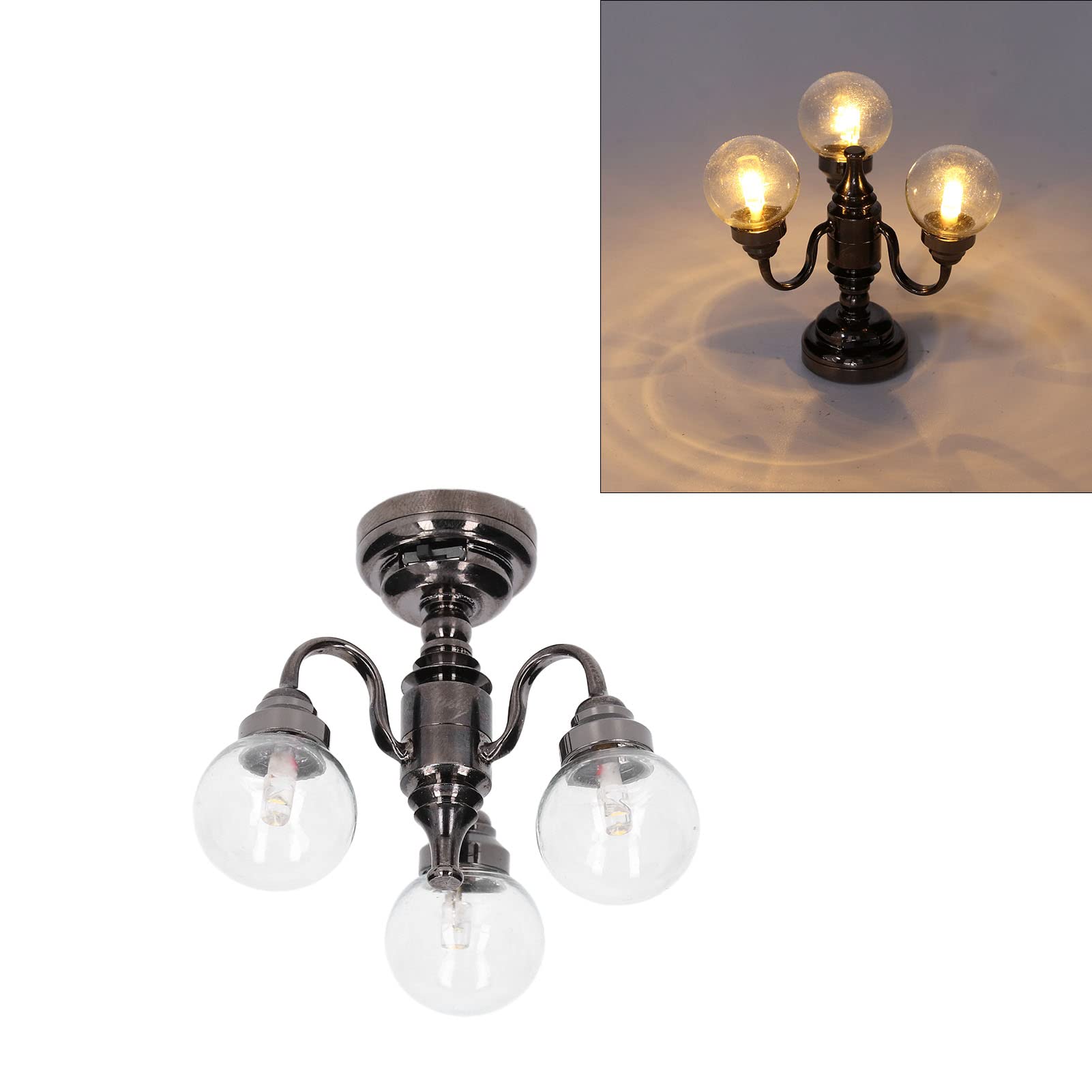 Gonetre 1:12 Dollhouse Chandelier Built in Battery LED Lights Exquisite LED Lamp Dollhouse Lighting Dolls House Furniture Dolls House Accessories Dollhouse Decoration Dollhouse Accessories