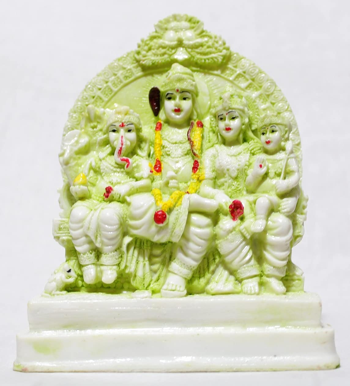 Lord Shiva Parvati and Ganesha Murti/Shiv Family Resin Idol for Home & Mandir Puja/Hindu Lord Adiyogi Shiva Statue Family Showpiece/Religious Murti for Pooja Gift (Shiv Pariwar Statue (Green)