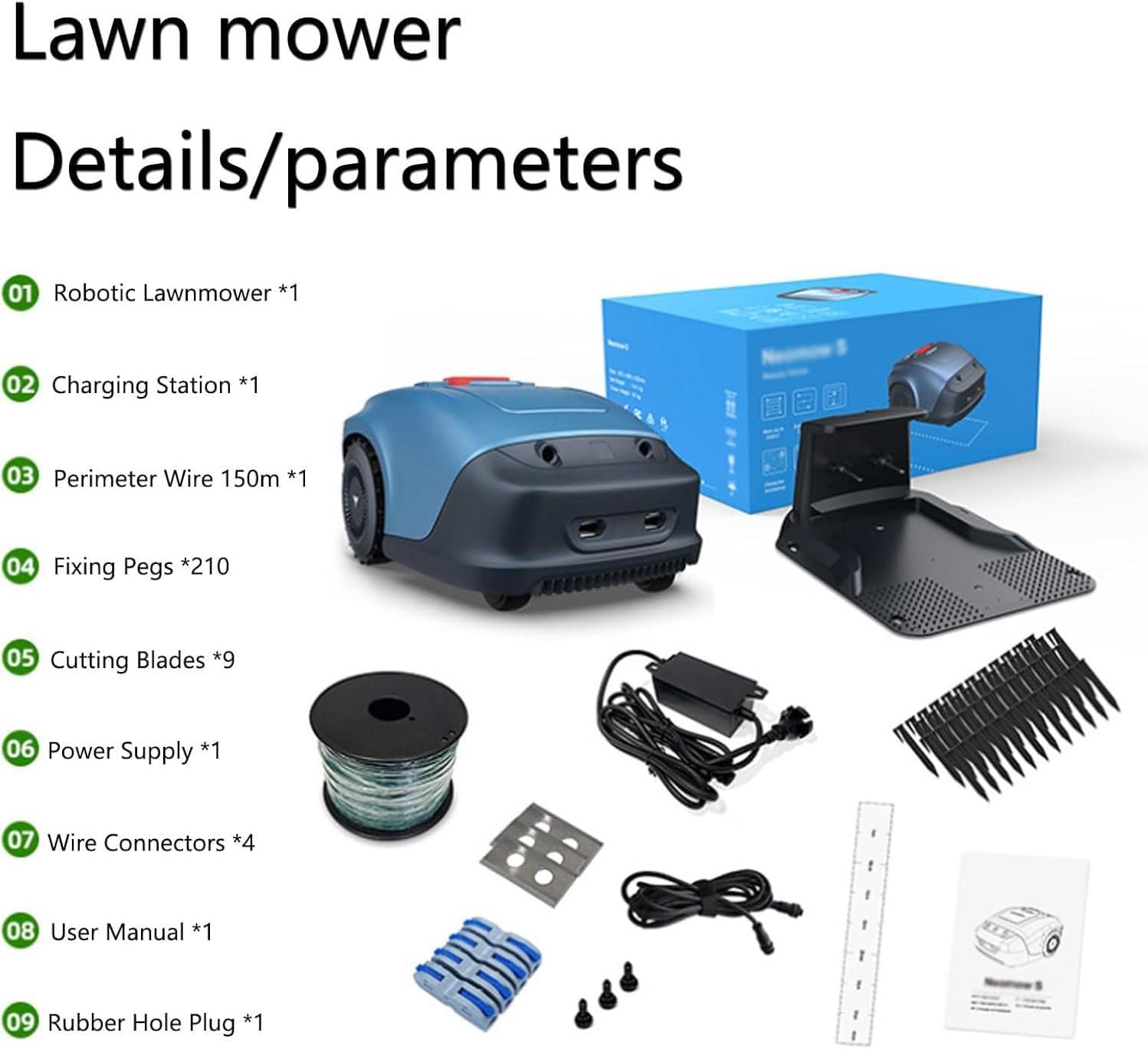 Robot Lawn Mower, Updated 2024 Programming, Self Installation Kit Included, Mows Up to 1/4 Acre, 33% Slope, APP Control, Low Noise (62dB) and Rain Sensor (Battery & Charger Included)