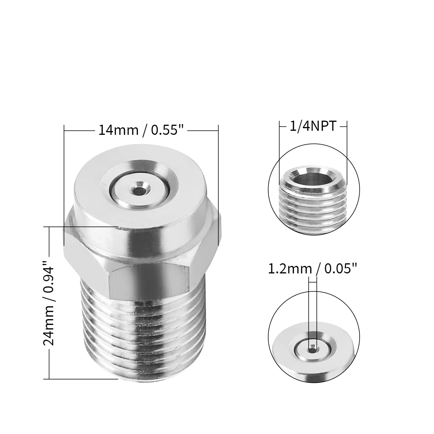 2 Buses De Nettoyeur Haute Pression - 25° - 1/4" NPT - Acier Inoxydable - 1,514 Mm | Embouts De Remplacement Pour Karcher Et Autres
