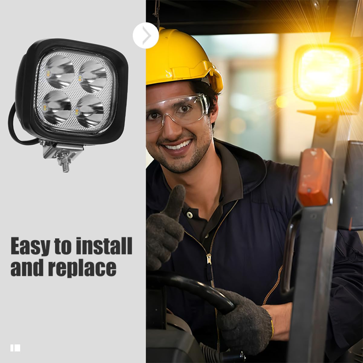 2 Luces LED para Carretilla Elevadora, Focos de Trabajo LED de Alta Potencia, Montaje Completo, Compatibles Varios Modelos, Luz de Conducción para Seguridad y Mejor Visibilidad