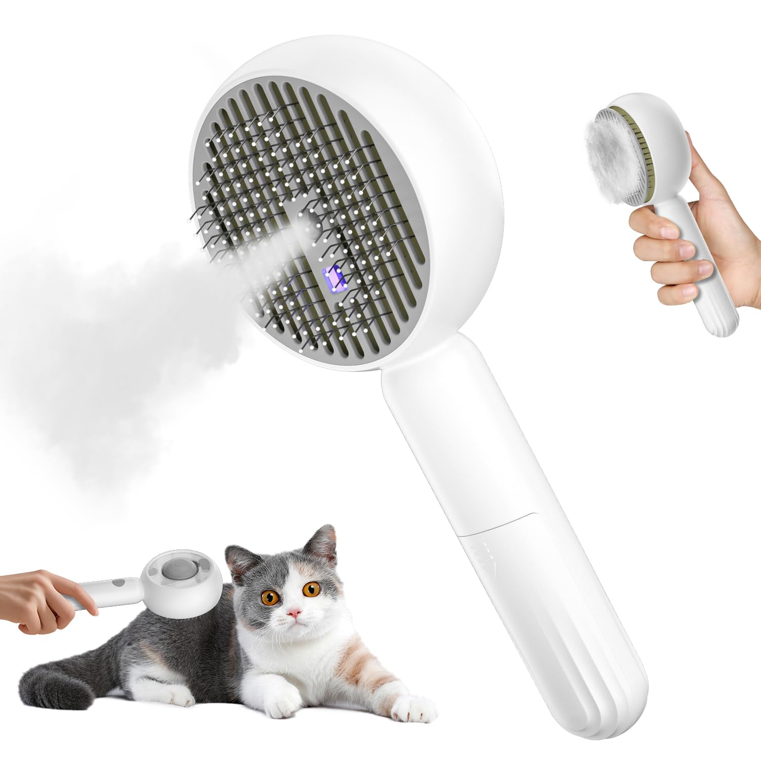 ALAFLY 4 in 1 Cat Steam Brush for Shedding Pet Grooming Brush with Self-Cleaning & Anti-Static