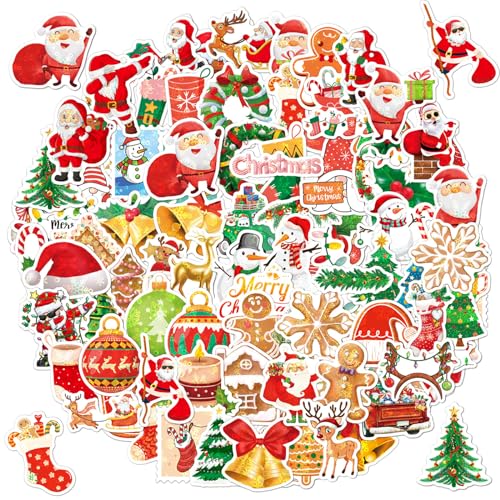 Rtinle 100 Pièces Autocollant Noel,Scrapbooking Noël Brillant Noël Décoration Stickers,Décoration Stickers Brillant DIY pour Cadeau Emballage Décoration pour Fête...