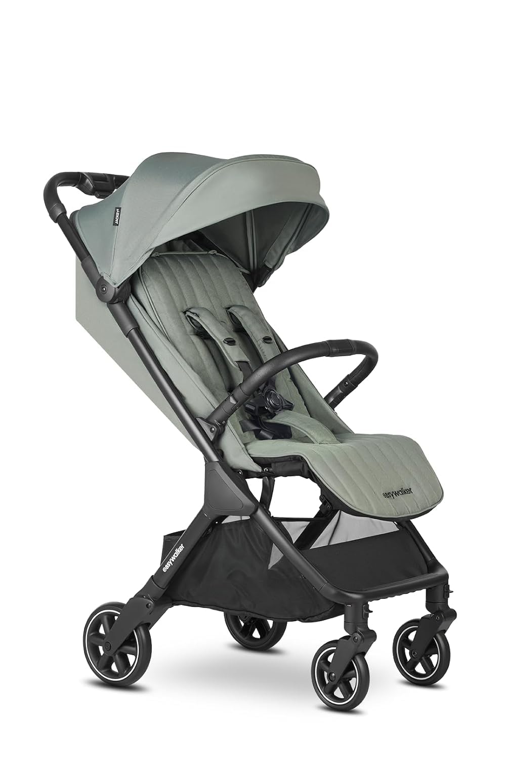 Easywalker Jackey² Buggy 0-22 kg, Reisebuggy, automatisch faltbar (gefaltet 56x44x23 cm), Schiebehöhe verstellbar bis 105 cm, Räder Ø 14 cm – ideal für Stadt & glatte Wege – Agave Grün