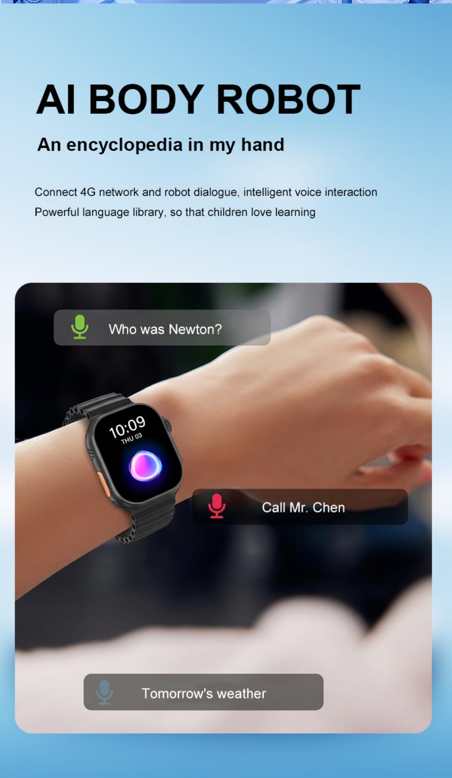 Montre intelligente 4G avec emplacement pour carte SIM, montre connectée autonome avec écran HD de 5,59 cm, caméra rotative à 190° pour les appels vidéo, appels Wi-Fi, reconnaissance - blanc