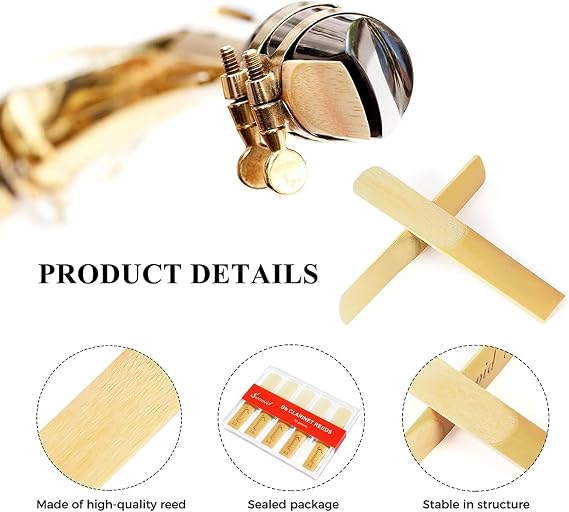 Bb Clarinet Reeds - 10 Pack, Strength 1.5 with Plastic Box, Thinner Tip & Unfiled Cut for Easy Play