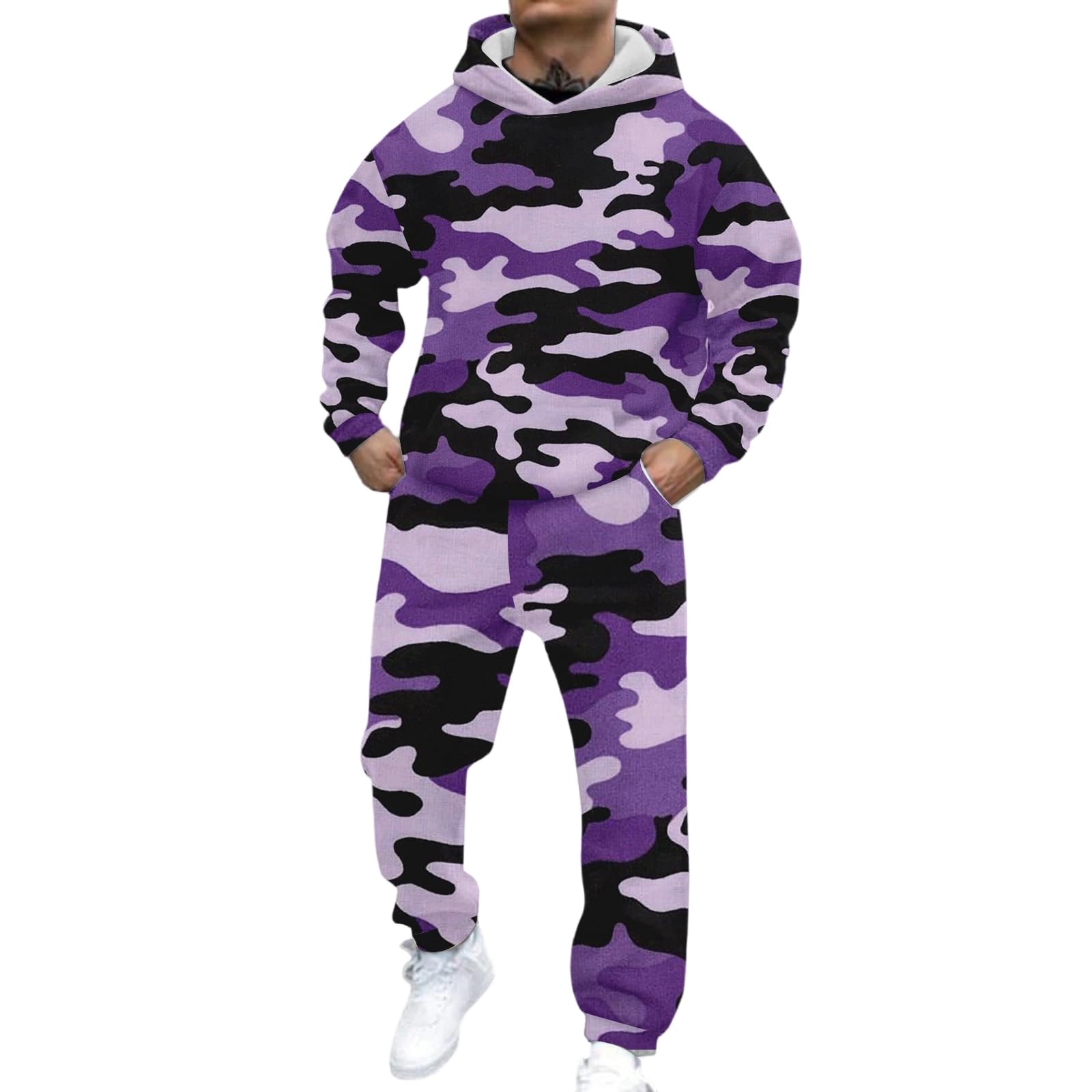 Men'S Casual Sweatsuits 2 Piece Set Running Full Zip Tracksuit Cozy Fashion Fleece Jackets And Pants Outfit